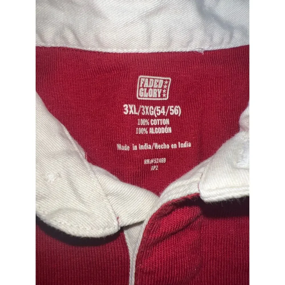 Vintage Y2K Faded Glory striped rugby polo red shirt preppy men 3X plus size